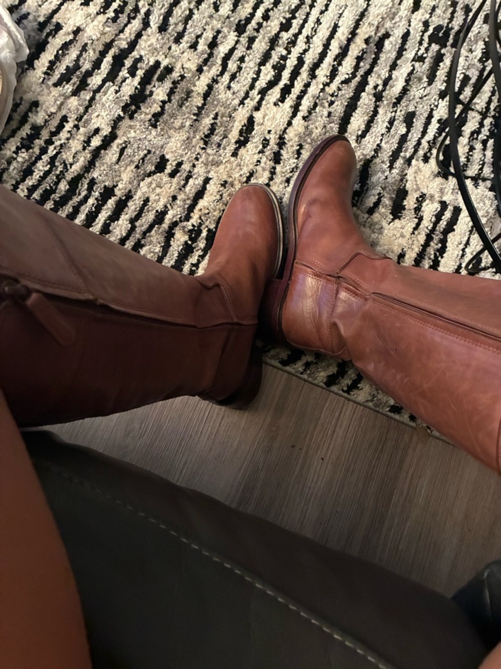 Tory Burch Cognac Leather Knee-High Boots